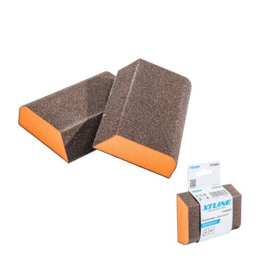 XTLINE Brusná houba tuhá zkosená | 100x70x25 mm, zr. 80