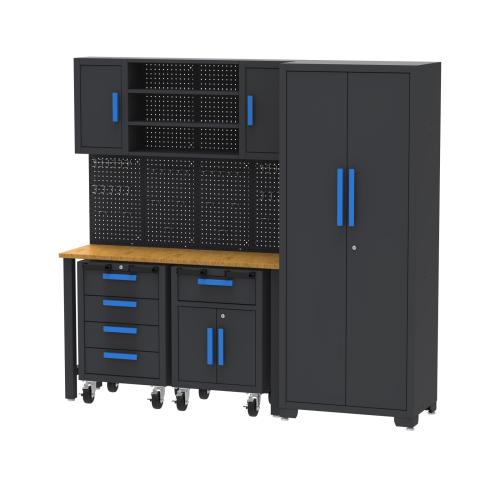 XTLINE Modulární dílenský set s pracovní deskou, skříní a úložnými boxy | 8 dílů