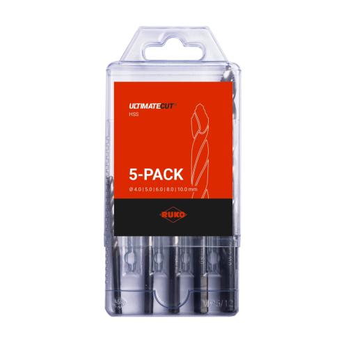 RUKO Sada vrtáků do kovu HSS-G se špičkou Flowstep 5 dílů | 4-10 mm, plastový blistr