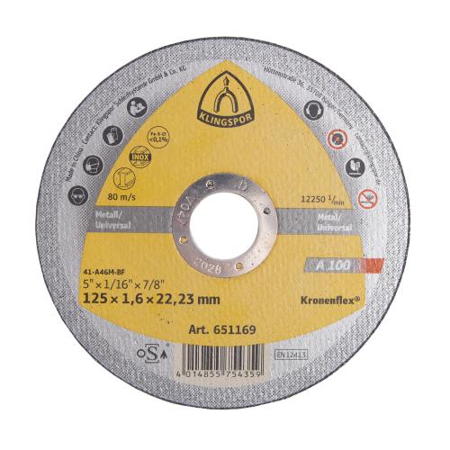 KLINGSPOR Kotouč řezný A 100 | 125x1,6x22,2 mm