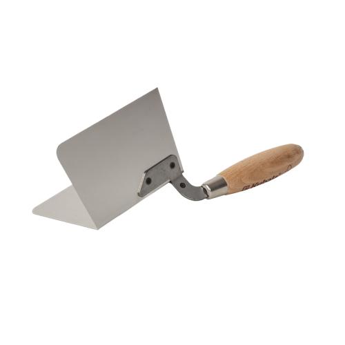 KUBALA Lžíce štukatérská nerezová, rohová vnější, dřevěná rukojeť | 97x140 mm