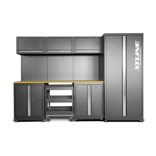 XTLINE Modulární dílenský set "C" s pracovní deskou a uložnými prostory | 8 dílů (kompletní sestava) | 2920x530x1960 mm