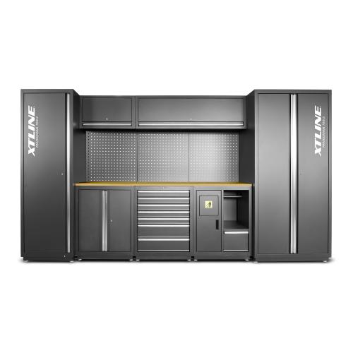 XTLINE Modulární dílenský set "D" s pracovní deskou a uložnými prostory 11 dílů (kompletní sestava) | 3520x530x1960 mm