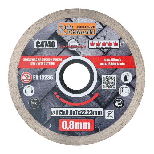 RICHMANN Kotouč diamantový řezný ultratenký | 115x0,8x7x22,2 mm