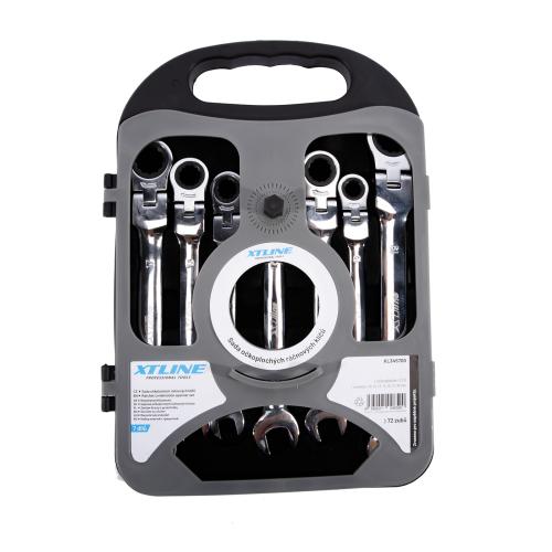 XTLINE Sada očkoplochých ráčnových kloubových klíčů, chrom 72 zubů, 7 dílů | 10-19 mm, plastový obal
