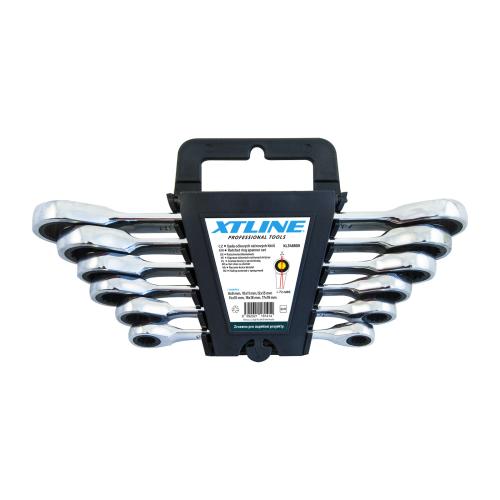 XTLINE Sada ráčnových klíčů oboustranných 72 zubů, 7 dílů | 8-19 mm, plastový držák