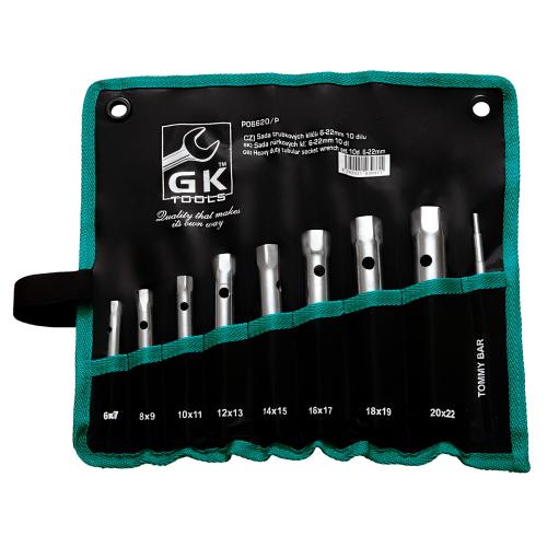 GK TOOLS Sada trubkových klíčů 9 dílů | 6-22 mm, textilní obal
