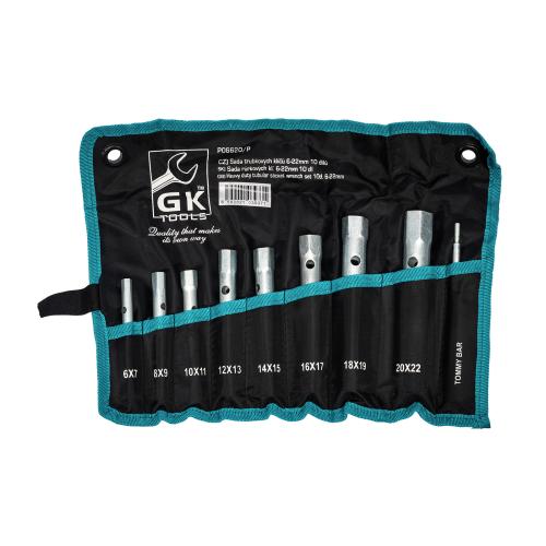GK TOOLS Sada trubkových klíčů 9 dílů | 6-22 mm, textilní obal