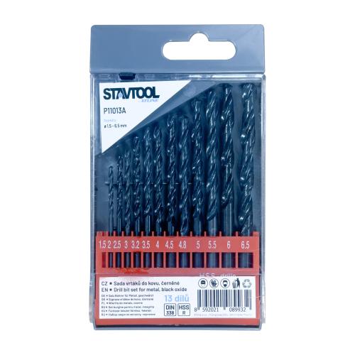 STAVTOOL Sada vrtáků do kovu černé HSS-R | 1,5-6,5 mm 13 dílů, PVC obal
