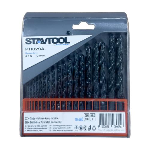 STAVTOOL Sada vrtáků do kovu černé HSS-R | 1-10 mm 19 dílů, PVC obal