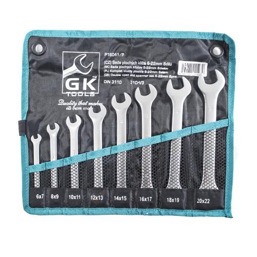 GK TOOLS Sada plochých klíčů 6-22 mm matné | 8 dílů, textilní obal