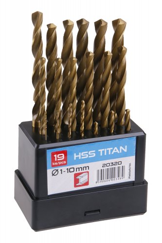 Vrtáky do kovu HSS TITAN 19 ks, 1-10mm