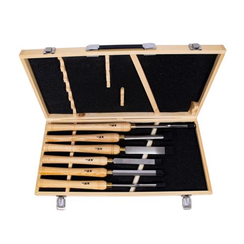 XTLINE Sada struhů s dřevěnou rukojetí 6 dílů (soustružnická dláta) | dřevěný box