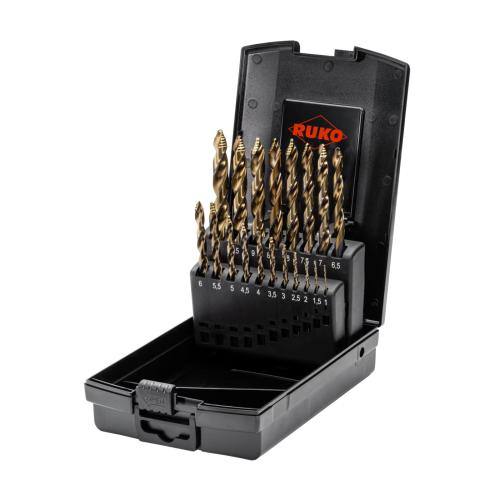 RUKO Sada vrtáků do kovu s břitem FLOWSTEP HSSE-Co5 | 1-10 mm, 19 dílů