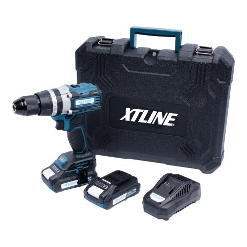XTLINE Aku vrtačka s příklepem bezuhlíková 18 V, 70 Nm + 2 baterie 2.0 Ah + nabíječka 2.4 A